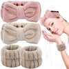 LAPOHI 4 PCS Spa Headband Wrist Washband Scrunchies Cuffs for Washing Face, Towel Wristbands Hair band for Women Girls Makeup Prevent Liquids from Spilling Down Your Arms