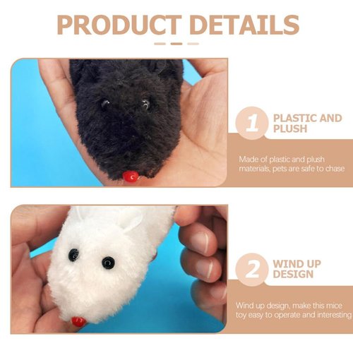 balacoo 4pcs Plush Clockwork Mouse Small Dog Toy Animals Toys pet Toys Soft Toy cat Teaser Toy cat mice Toys Stuffed Rat Toy Mouse cat Mouse Wind up Mouse cat Toy Fake Mouse Puppy Plastic