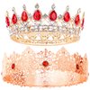 2 Pieces Antique Royal King Crown for Men Baroque Queen Crown for Wedding Birthday Women Crystal Tiara Prom Accessories Graduation Costume Party Hair Accessories