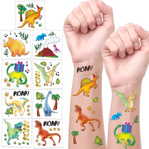 Cheerland Dinosaur Temporary Tattoo for Dino Theme Boys Birthday and Celebration Removable Tattoos Party Supplies and Decorations 108 pcs