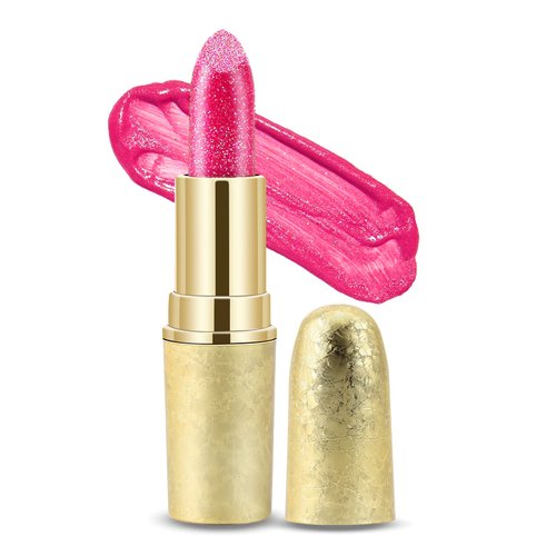 Boobeen Glitter Lipstick Hydrating Lip Balm Sparkling Shine Lip Color Nonstick Highly Pigmented Formula Gives Metallic Finish Lip Makeup for Women and Girls (Sparkling #4)