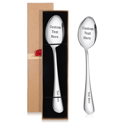 Atdesk Custom Spoon, Stainless Steel Coffee Spoon, Engraved Name Ice Cream Spoon, Anniversary Birthday Christmas Gifts, Mirror Finished & Dishwasher Safe (1)