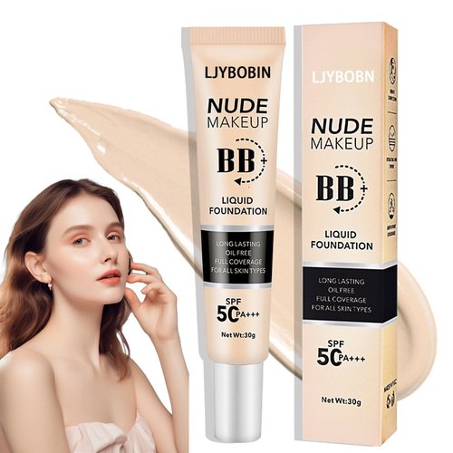 Hydrating CC Cream with SPF 50+ PA++++,Waterproof Flawless Concealer Full Coverage BB Cream for All Skin Types,Long Lasting Moisturizing Full Coverage Liquid Foundation for Men & Women（Ivory）