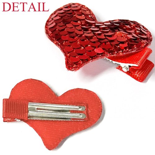Red Heart Hair Clip Valentines Love Glitter Sequin Heart Shape Hair Barrettes Glitter Hair Clip for Girls Women Valentines Hair Accessories for Party Wedding Gift