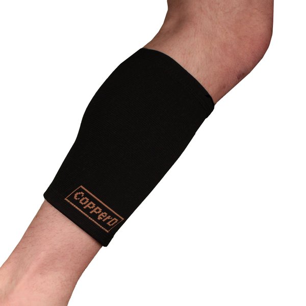 Copper D Copper Compression Calf Sleeve - Rayon from Bamboo Charcoal Copper Infused Calf Support Brace - Size Small - Medium - All Black - 1 Pack