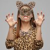 Halloween Cat Cosplay Accessories Set Cat Ear Headband with leopard print Masquerade mask for Women Halloween Cat Costume accessory for Women Party Costume