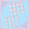 Pink Gradient Press on Nails with Flower Design, Glossy Short Square False Nails Gel Glue on Nails, Ombre Smudge Manicure Art Acrylic Fake Nails Stick on Nails for Coquette Women 24Pcs