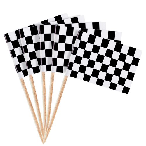 Super Z Outlet 100 Pack Mini Checkered Racing Flag Finish Line Cupcake Toppers Party Decorations ...