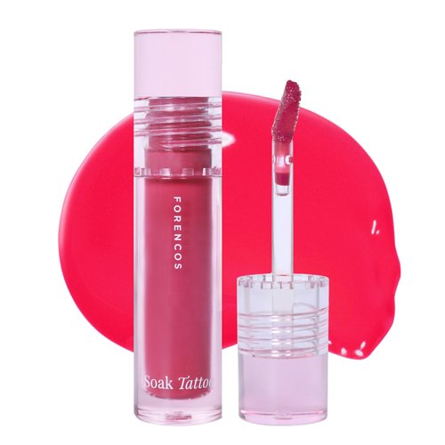 FORENCOS Soak Vegan Lip Tint/Stain, Water Gel Formula, Weightless &amp; Non-sticky Finish, Vivid Colo...