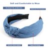 TOBATOBA Denim Wide No-Slip Fashion Boho Turban Elastic Headbands - Blue Jean Knotted Top Knot Headbands for Women and Girls