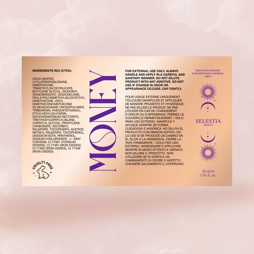 SELESTIA BEAUTY Matte Foundation Money - Long-Lasting Makeup Foundation with Flawless & Buildable Coverage - Liquid Foundation for All Skin Types - Perfect Women's Gifts for Christmas (Honey)