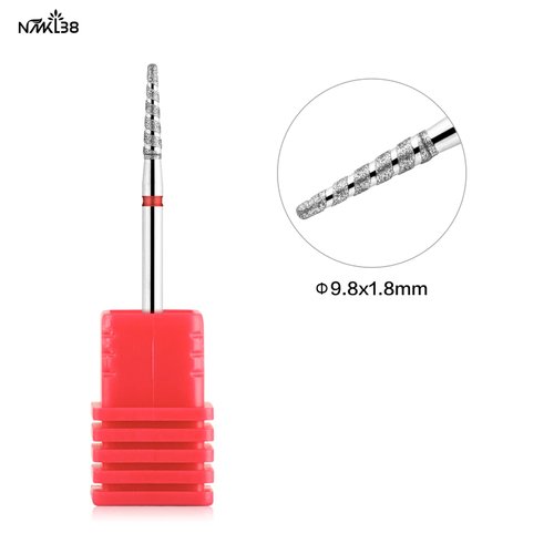 NMKL38 Tornado Flame Diamond Nail Drill Bit 3/32" Manicure Cutters Rotary Burr Drill Accessories Spiral Nail Mills Tool (C-F)