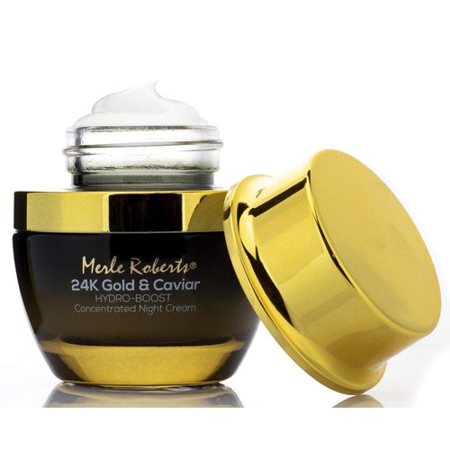 Merle Roberts 24k Gold and Caviar Concentrated Night Cream Intensely Hydrating Anti-Aging Night Cream for Face Reduces Wrinkles, Fine Lines, and Expression Lines. Face Night Cream, 1 oz.