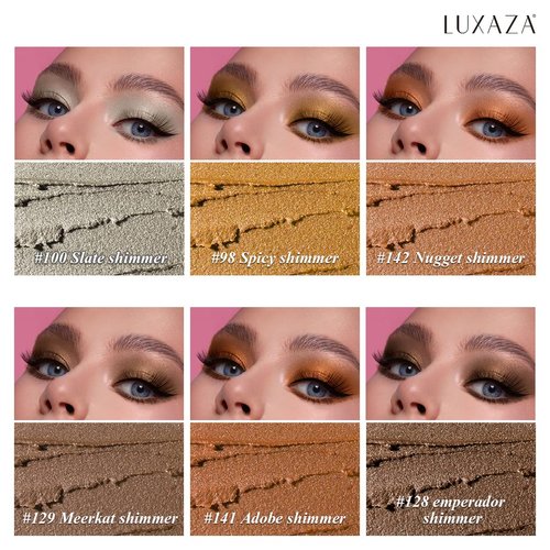 LUXAZA Brown Eyeshadow And Eyeliner Pen Set, Shimmer Neutral Cream Crayon,Waterproof Long Lasting Eye Highlighter Stick,Eye Brightener Stick Makeup Set, 6PCS