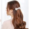 E EMZHOLE Elegant Hair Barrettes Rhinestone Pearl Bow Hairpin Jewelry Crystal Headdress Diamond Hairpin Hair Accessories Hair Clips (White)