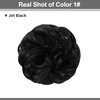RSWETE Messy Bun Hair Piece, Instant Rose Bun Hair Scrunchie Hairpieces for Women, Wavy Curly Hair Pieces Chignon Ponytail Hair Extensions Updo Hairpiece Wiglet Bun (1# Jet Black)