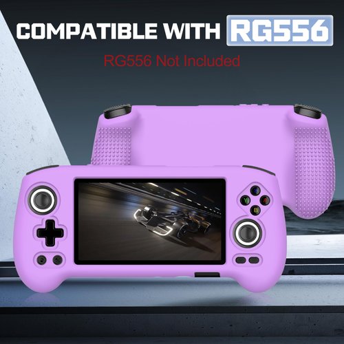 Silicone Case Compatible with Anbernic RG556, Anti-Scratch, Washable, Shockproof Silicone Protective Cover for RG556 Retro Handheld Game Console - Purple