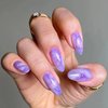 Vopintpy Purple Gradient Press on Nails Long Oval Fake Nails Glossy Almond Glue on Nails Reusable Acrylic Stick on Nails for Women DIY Manicure Decoration