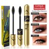 2 in 1 4D Black Waterproof Silk Fiber Mascara -5X Longer, Fuller, Black and Bolder- Achieve Mesmerizing Lashes