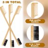 Geiserailie 3 Pieces Mustache Brush 2-in-1 Edge Hair Brush Comb, Gentle Control Brush, Wood Eyebrow Tool