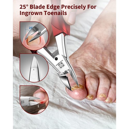WONSIM Toenail Clippers for Thick Nails, Podiatrist Nail Clippers with Surgical Stainless Steel Sharp Curved Blades, Professional Thick or Ingrown Toe Nail Clippers for Seniors, Men and Women