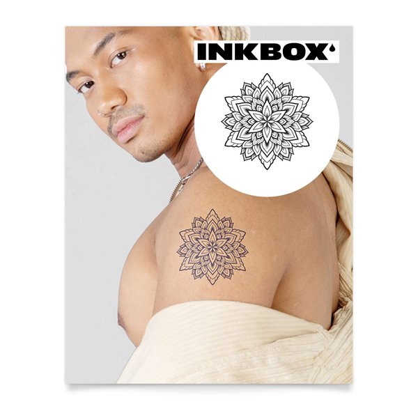 Inkbox Temporary Tattoos, Semi-Permanent Tattoo, One Premium Easy Long Lasting, Water-Resistant Temp Tattoo with For Now Ink - Lasts 1-2 Weeks, Flower Tattoo, 4 x 4 in, Invite Tranquility
