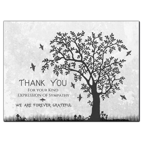 Funeral thank you cards with envelopes Celebration of life Floral Tree acknowledgment memorial Sympathy Christian Thank you notes (40 Pack)