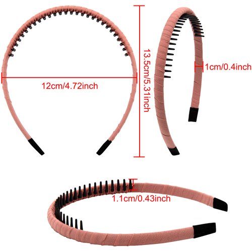 Duufin 12 Pieces Teeth Comb Headband Non-slip Hair Headbands Colorful Teeth Headbands for Girls and Women, 12 Colors