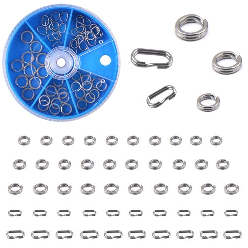 Fishing Split Rings Stainless Steel High Strength Flattened Hyper Wire Fishing Lure Rings Terminal Tackle Connector Jigging Trolling Split Rings Fishing