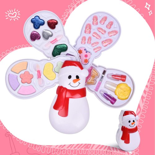 Kids Makeup Kit for Girl, Little Girls Makeup Set and Nail Art, Kids Washable Makeup Set with Mirror - All-in-one Fully Beauty Fashion Kit