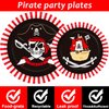 ZOIIWA 96pcs Pirate Tableware Set Pirate Party Decorations Pirate ship Bone Halloween Dinnerware Supplies for Adult Teens Kids Decor Party Favor and Disposable Paper Goods,Severs 24