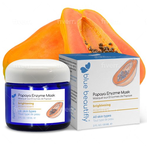 Blue Beautifly Papaya Enzyme Mask | Enriched with Papain and Bromelain | Plant-based with No Artificial Colors or Fragrances | Clarifies Skin, Restores Elasticity, Illuminates Complexion | 2 fl oz