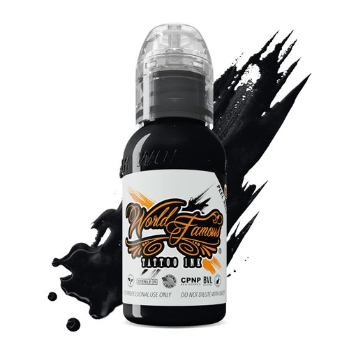 World Famous Tattoo Ink - Outlining Black Tattoo Ink - Professional Tattoo Ink & Tattoo Supplies - Skin-Safe Permanent Tattooing in Bold, Black Shade - Vegan & Non-Toxic (1 oz)