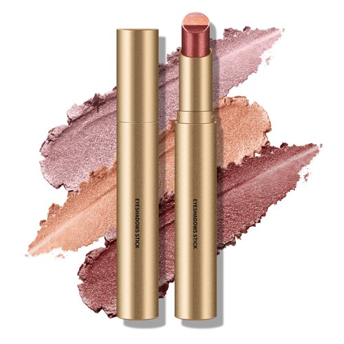 KYDA 3 Tones Shimmer Eyeshadow Stick, Warm Orange&Brown Pearl Eye Shadow Stick, 3-in-1 Multicolor Eyeshadow, Blendable Smooth Cream Eyeshadow with Lasting Pigment, All in One Glitter Eyesahdow