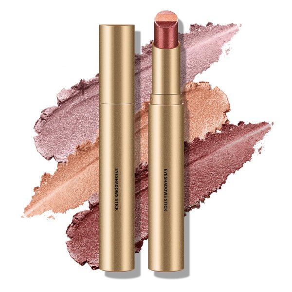KYDA 3 Tones Shimmer Eyeshadow Stick, Warm Orange&Brown Pearl Eye Shadow Stick, 3-in-1 Multicolor Eyeshadow, Blendable Smooth Cream Eyeshadow with Lasting Pigment, All in One Glitter Eyesahdow