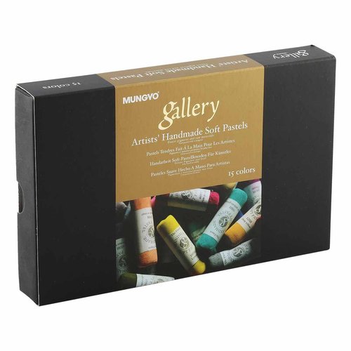 Honsell Gallery Artists' 4400015 Handmade Soft Pastel, Set of 15, Hand-Rolled Pastels in Artist Quality, Soft Consistency