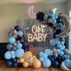 Space Theme Balloon Arch Kit, Navy Blue Gray Apricot Balloons with Moon Star Foil Balloons for Kids Boy Space Around Sun Theme Birthday Decorations First Trip Party Supplies Baby Shower Backdrop