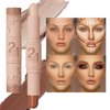 Cream Contour Stick, Dual-Ended Highlighter Stick, Face Contour Makeup, Highlighter Makeup, Long-Lasting & Waterproof, Cream Bronzer & Highlight Sticks Make Up Kit (Pearl White, Dark Brown)