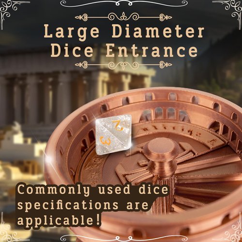 JstFrU DND Dice Tower with Tray for Role Playing Game,Dungeons and Dragons,D&D,TRPG,7PCS Dice Included,Perfect Ancient Roman Castle Theme Dice Rolling Tower (Red Copper Color)