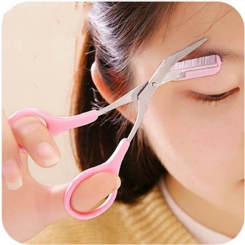 InfantLY Bright Eyebrow Trimmer Scissors With Comb Remover Makeup Tools Hair Removal Grooming Sha...