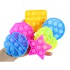 6 Mini 3" Geometric Shapes Bubble Pop Fidget Toy on Clip - Silicone Push Poke Bubble Wrap Fidget Toy - Press Bubbles to Pop the Bubbles Down - Bubble Popper Sensory Stress Toy (Random Colors)