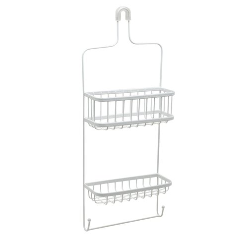 Zenna Home Hanging Over-the-Shower Caddy, 2 Baskets, White