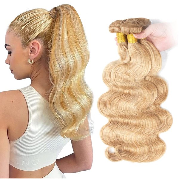 24 26 28 inch Honey Blonde Bundles Blonde Human Hair Bundles P27/613 Body Wave Human Hair Bundles Two Tone Blonde Mixed With Honey Blonde Bundle Human Hair Extensions