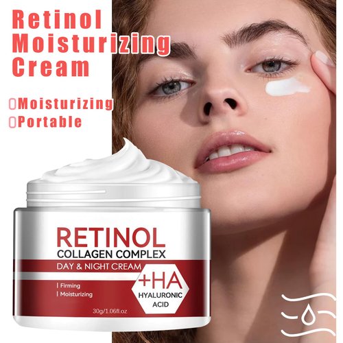 2PCS Retinol Face Moisturizer Cream,Hydrating Retinol Cream for Face with Hyaluronic Acid,Oil Control Long Lasting Moisturizing Day & Night Firming Collagen Facial Cream for Women & Men