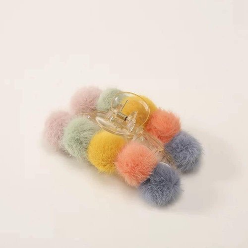 Colorful Plush Hair Claw Clips, Fluffy Banana Jaw Hair Clips - Thick Non-Slip Hair Barrettes and Accessories for Girls