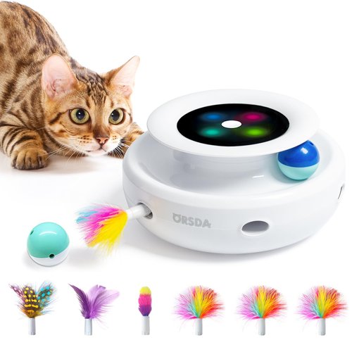 ORSDA 2in1 Interactive Toys for Indoor Cats, Timer Auto On/Off, Cat Toy Balls &amp; Ambush Electronic...
