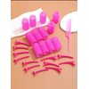 25pcs Self-Adhesive Hair Curling Roller & Clip Set With 12 Hair Curlers Self Grip Holding Rollers And 12 Alligator Hair Clips Hair Rollers With Hair Roller Clips And Comb,Salon Hairdressing Curlers