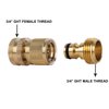 HQMPC Garden Hose Quick Connect Solid Brass Quick Connector Garden Hose Fitting Water Hose Connectors 3/4 inch GHT (6 Sets)