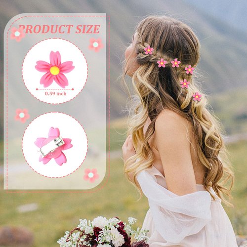 20Pcs Hot Pink Small Flower Hair Clips for Women, Mini Flower Clips for Hair Flower Hair Pins Wedding Hair Accessories for Women Girls