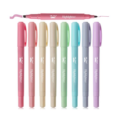 Mr. Pen- Dual Tip Highlighters, Assorted Colors, 8 Pack, Fine & Chisel Tip, Highlighter, Highlighters Assorted Colors, Cute Highlighters, Highlighter Pens, Highlighter Markers
